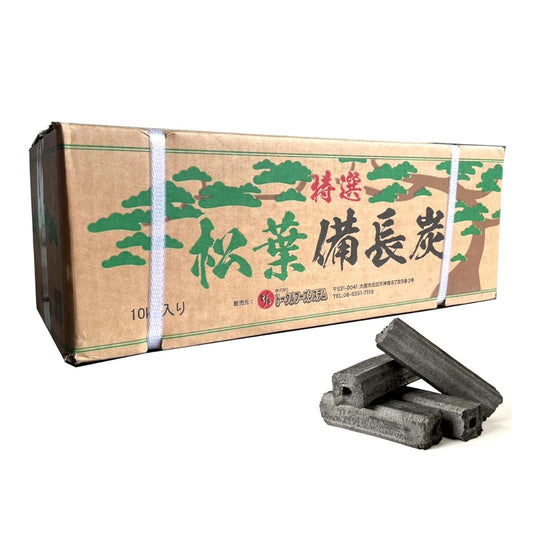 中国産 「松」原料 松葉備長炭 四角 (10kg✖️6箱)  ※代引き不可商品