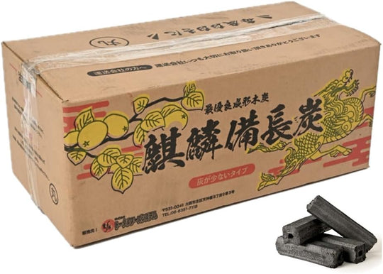 中国産 麒麟備長炭 四角形 灰が少ない(10kg✖️6箱)